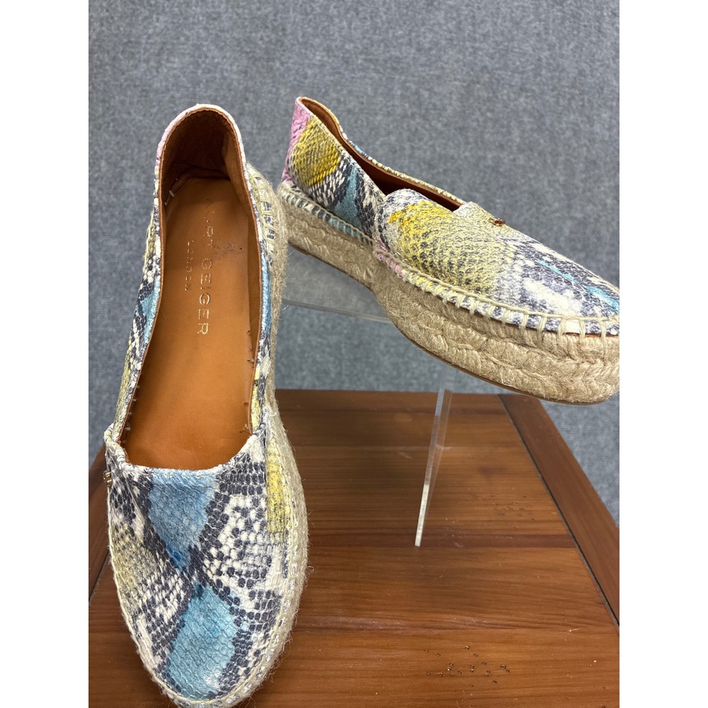 Kurt Geiger London Snakeskin Print Platform Espadrilles Multi Color 7.5 / 38.5